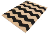 Flat Weave Kilim Antique Navaho Vintage handmade Modern Kilim Beige Black Hand-Woven Rectangle 100% Wool Area Rug 6x8